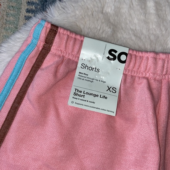 SO rainbow stripe casual sweat shorts lounge sleep Aviator Nation vibes size xs - Picture 10 of 13
